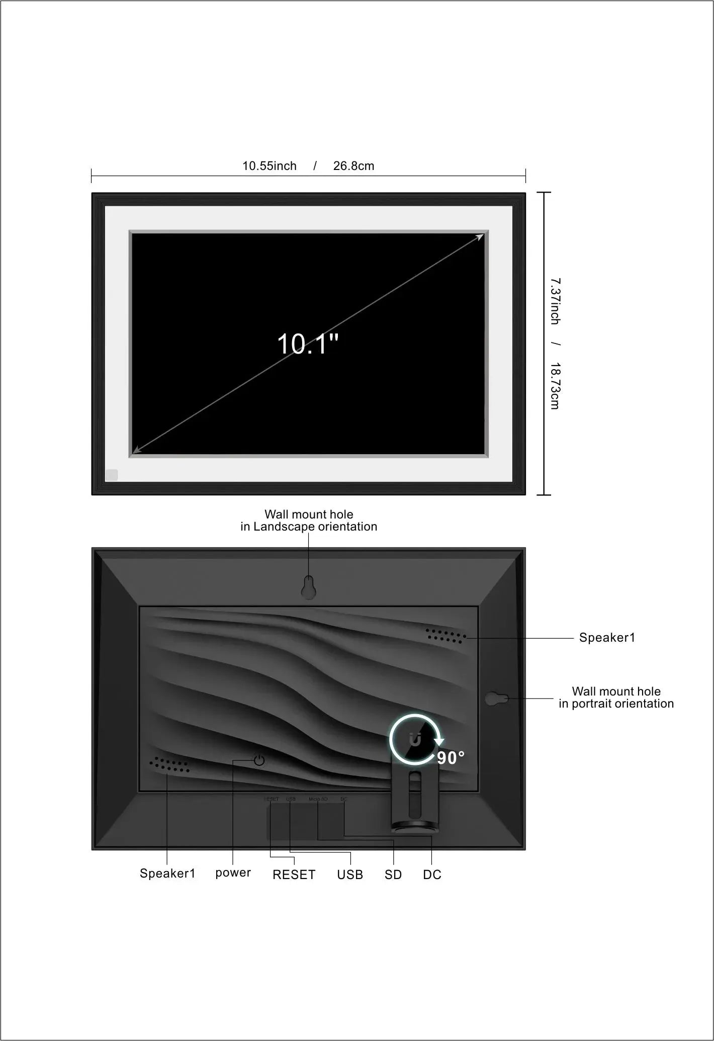 Frameo Digital Picture Frame 10.1 Inch 32GB Smart WiFi